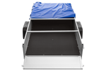 Autoaanhanger met aluminium zijwanden 264x125 Unitrailer Garden 264 KIPP ALU met H-0 frame en blauwe afdekking