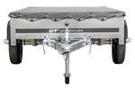 Enkelassige aanhanger 230x125 UNITRAILER GARDEN 230 KIPP met H-0 frame en grijze afdekking