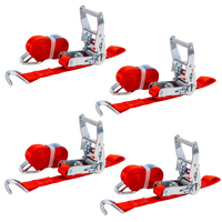 Set van vier UNITRAILER 3m/25mm/1t rode transportbanden met spaninrichting