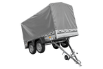 Tweeassige aanhanger met aluminium zijwanden 264x125 Unitrailer Garden 264/2 KIPP ALU met frame H-1100 en grijze afdekking