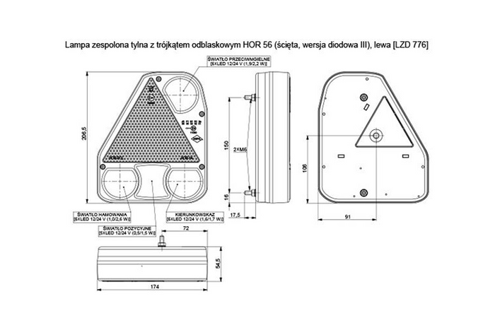 HORPOL LZD776 LED achterlicht 5 functies links