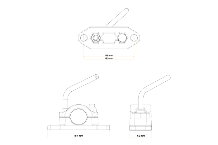 KNOTT B48C6 gietijzeren steunwielklem voor gegolfde buizen van 48 mm