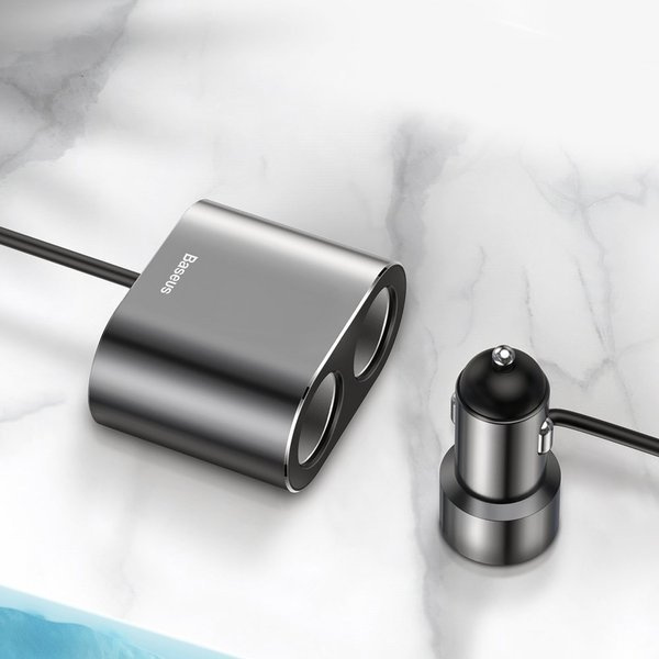 BASEUS Hoogrendement autolader 2x USB + 2x sigarettenaanstekeraansluiting 80W
