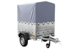 Enkelassige aanhanger 150x106 UNITRAILER GARDEN 150 KIPP met BIS-zijwanden, H-800 frame en grijze afdekking