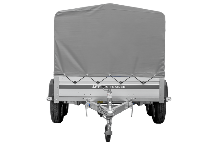 Tweeassige aanhanger met aluminium zijwanden 264x125 Unitrailer Garden 264/2 KIPP ALU met H-800 frame en grijze afdekking