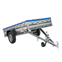 Enkelassige aanhanger met aluminium zijwanden 230x125 Unitrailer Garden 230 KIPP ALU met H-0 frame en blauwe afdekking