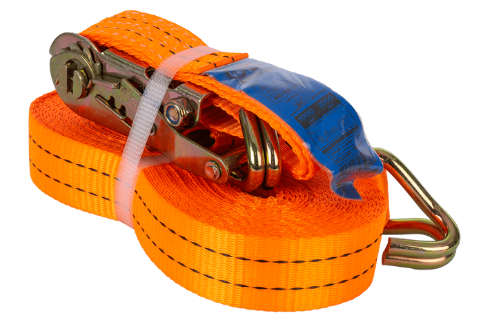 Set van vier UNITRAILER 12m/35mm/2t oranje transportbanden met spaninrichting