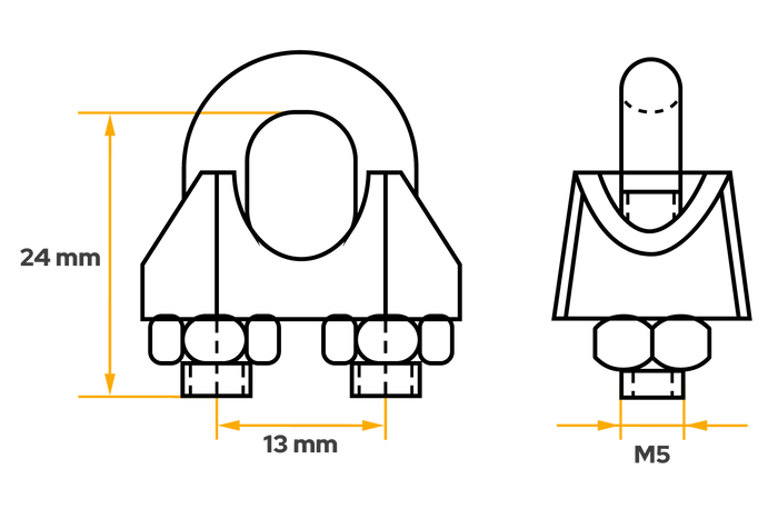 DROMET ZL.6 beugelklem voor 6mm touwen