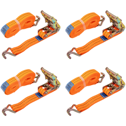 Set van vier UNITRAILER 6m/35mm/2t oranje transportbanden met spaninrichting