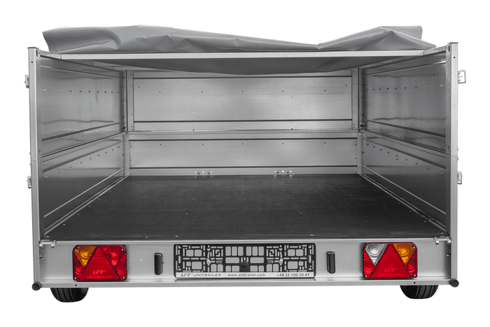 Autotrailer 264x150 UNITRAILER GARDEN 265 KIPP met opzetborden, H-0 frame en grijze huif