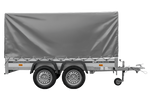 Tweeassige aanhanger met aluminium zijwanden 264x125 Unitrailer Garden 264/2 KIPP ALU met frame H-1100 en grijze afdekking