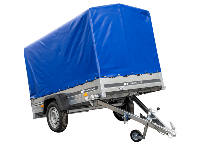 GARDEN TRAILER 230 KIPP MET STEUNWIEL, FRAME H-1100 en BLAUWE DEKSEL