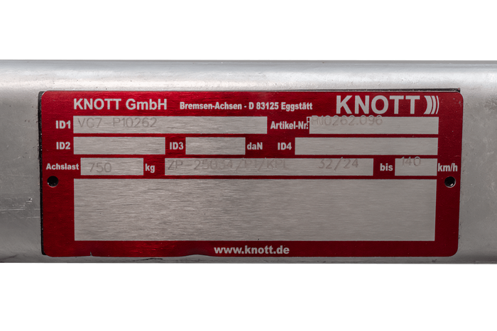 KNOTT VG7-L ongeremde as voor 750kg aanhanger 1380mm 1880mm 4x100