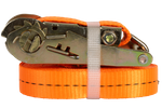Set van vier UNITRAILER 8m/25mm/1t oranje transportbanden met spaninrichting