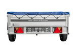 Enkelassige aanhanger met aluminium zijwanden 230x125 Unitrailer Garden 230 KIPP ALU met H-0 frame en blauwe afdekking