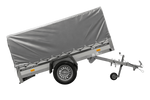 Enkelassige aanhanger met aluminium zijwanden 230x125 Unitrailer Garden 230 KIPP ALU met H-800 frame en grijze afdekking