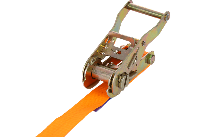 Set van vier UNITRAILER 12m/25mm/1t oranje transportbanden met spaninrichting