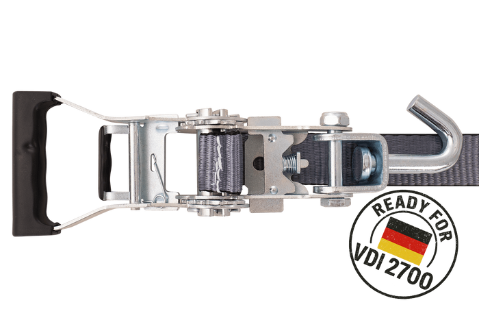 Set van vier HEFFA CARLINE 130 spanbanden voor sleepwagens wielbevestigingsbanden 2,8m/35mm/3t VDI 2700