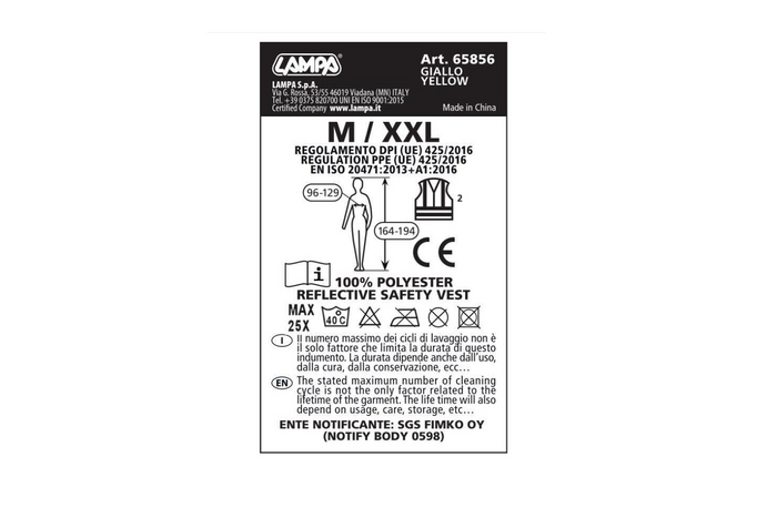 Reflecterend vest LAMP M-XXL geel