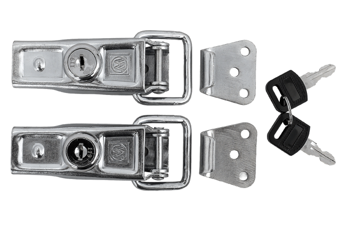 Set zijhaken met WINTERHOFF BVS 60-1 + BVSG 60-A bevestigingsmiddelen, compleet aanhangwagen zijslot met sleutel