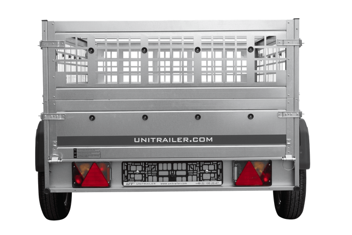 Enkelassige aanhanger 200x125 UNITRAILER GARDEN 201 KIPP met zijwanden van gaas