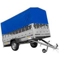 Autoaanhangwagen op veren 264x125 UNITRAILER GARDEN 264/R KIPP met gaaswanden, H-800 frame en blauwe afdekking
