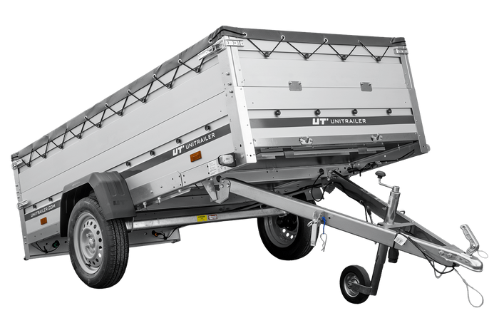 Enkelassige aanhanger met aluminium zijwanden 264x125 Unitrailer Garden 264 KIPP ALU met BIS-zijwanden, H-0 frame en grijze afdekking