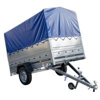 Aanhanger met hogere zijkanten Unitrailer GARDEN TRAILER 230 KIPP met steunwiel, twee zijkanten en H-800 frame met blauwe kap