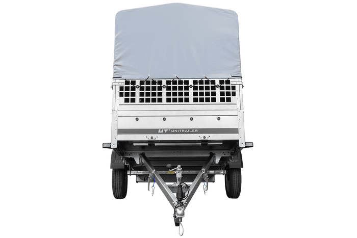 Autoaanhanger 264x125 UNITRAILER GARDEN 264 KIPP met gaaswanden, H-800 frame en grijze kap