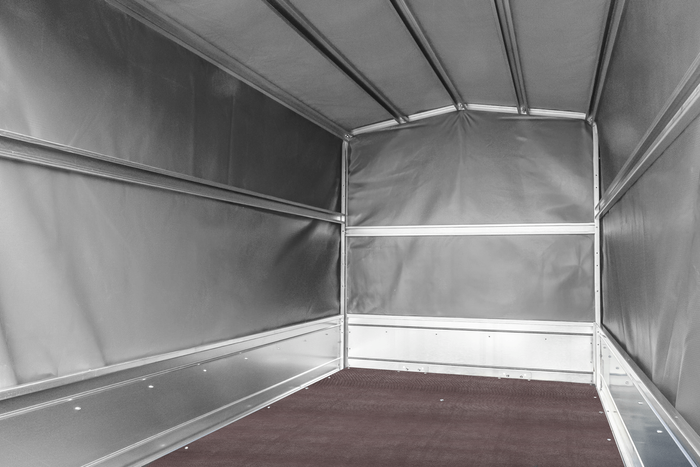 Enkelassige aanhanger 230x125 UNITRAILER GARDEN 230 KIPP met H-1100 frame en grijze afdekking