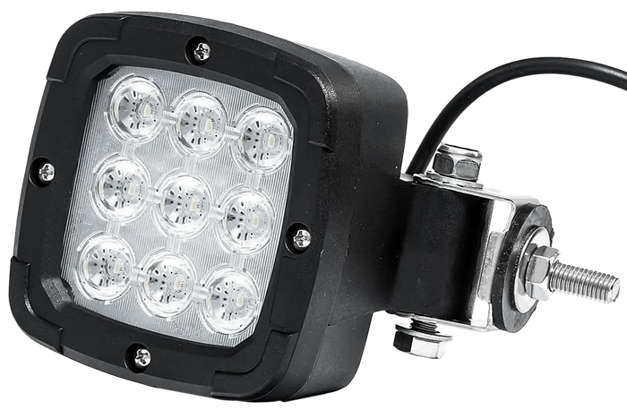 Universele LED werklamp 650 Lm, 9 LED's, op een gelede handgreep.