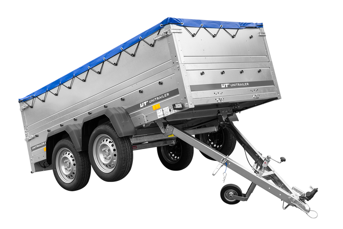Twee-assige aanhanger 264x125 UNITRAILER GARDEN 264/2 KIPP met BIS zijwanden en blauw deksel