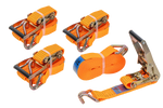 Set van vier UNITRAILER 8m/50mm/5t oranje transportbanden met spaninrichting