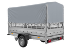 Autoaanhanger 264x125 UNITRAILER GARDEN 264 KIPP met gaaswanden, H-800 frame en grijze kap
