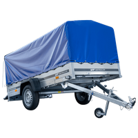 Lichte aanhangwagen 264x125 UNITRAILER GARDEN 264 KIPP met H-800 frame en blauwe afdekking