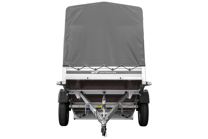 Autoaanhanger met aluminium zijwanden 230x125 Unitrailer Garden 230 KIPP ALU met H1100 frame en grijze afdekking