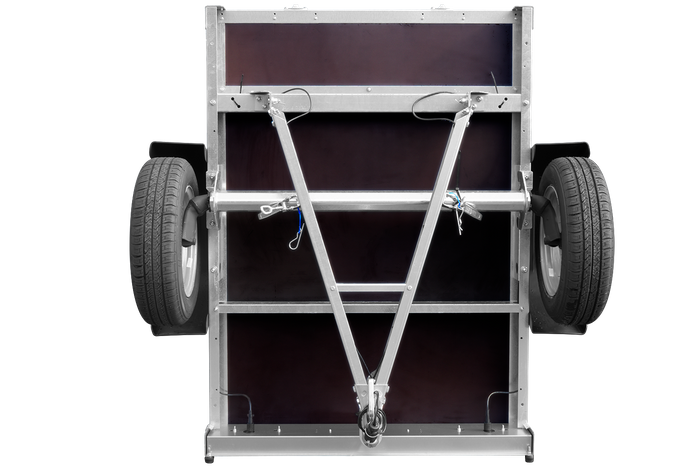 Enkelassige aanhanger 150x106 UNITRAILER GARDEN 150 KIPP met BIS-zijwanden, H-800 frame en grijze afdekking