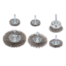 Set van zes YATO YT-47593 roestvrijstalen borstels met schacht voor boormachine