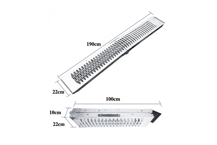 UNITRAILER ALR004B opklapbare stalen oprijplaat voor aanhanger, 190 cm, 200 kg