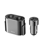 BASEUS Hoogrendement autolader 2x USB + 2x sigarettenaanstekeraansluiting 80W