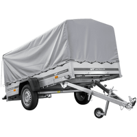 Enkelassige aanhangwagen op veren 264x125 UNITRAILER GARDEN 264/R KIPP met H-800 frame en grijs zeil
