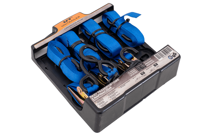 OUTLET Set van vier UNITRAILER transportbanden met spanner 4m/25mm/0,68t blauw