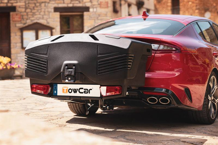 Towbox EVO klassiek grijs - bagagebox voor montage op de trekhaak