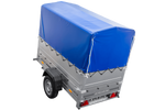 Autoaanhanger 200x106 UNITRAILER GARDEN 200 KIPP met BIS-zijwanden, H-800 frame en blauwe afdekking