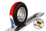 Set van vier HEFFA CARLINE 130 aanhangwagentransportbanden, wielborgriemen 2,8m/50mm/5t VDI 2700