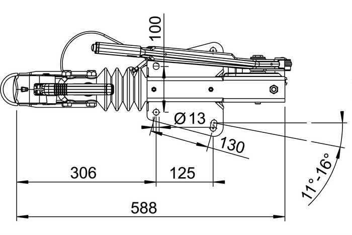 AL-KO oplooprem 60S/2 met AK161 kogelkoppeling 750kg aanhanger met V-dissel