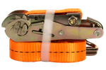 Set van vier UNITRAILER 5m/25mm/1t oranje transportbanden met spaninrichting