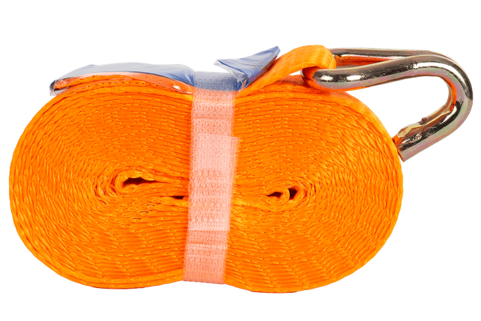 Set van vier UNITRAILER 5m/25mm/1t oranje transportbanden met spaninrichting