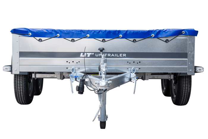 Autoaanhanger 264x150 UNITRAILER GARDEN 265/2 KIPP met H-0 frame en blauwe hoes