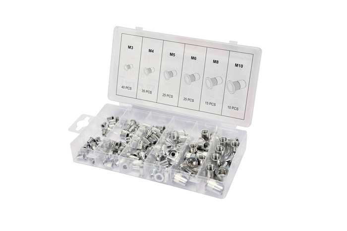 YATO YT-36460 aluminium klinkmoerenset, maat M3-M10, 150 stuks